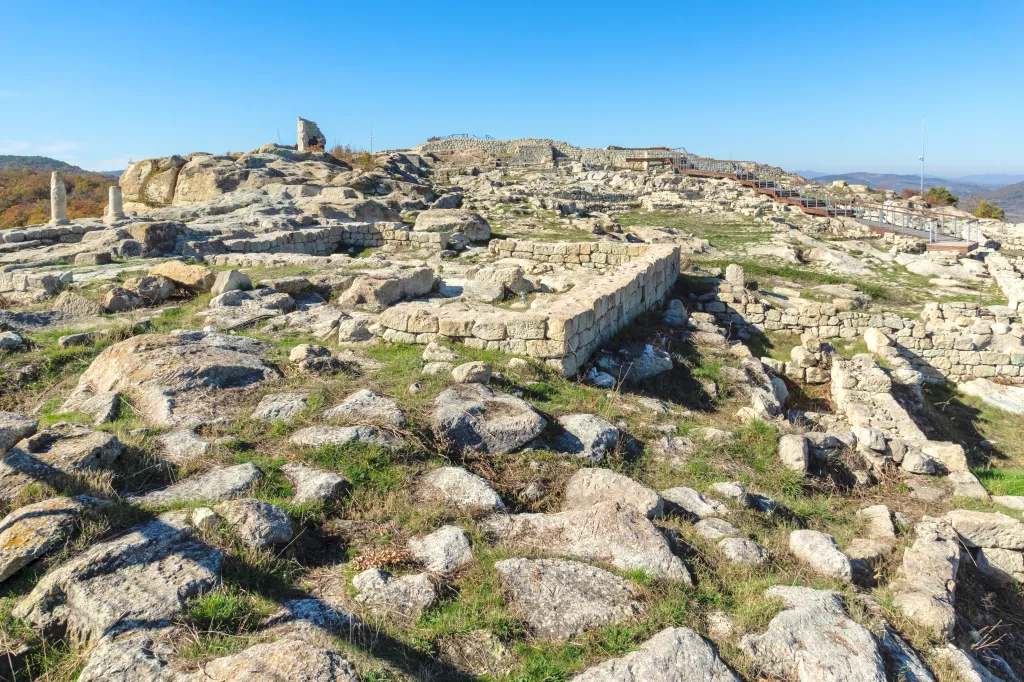 Autumn view of the ruins of the ancient Thracian city of Perperikon, Bulgaria.