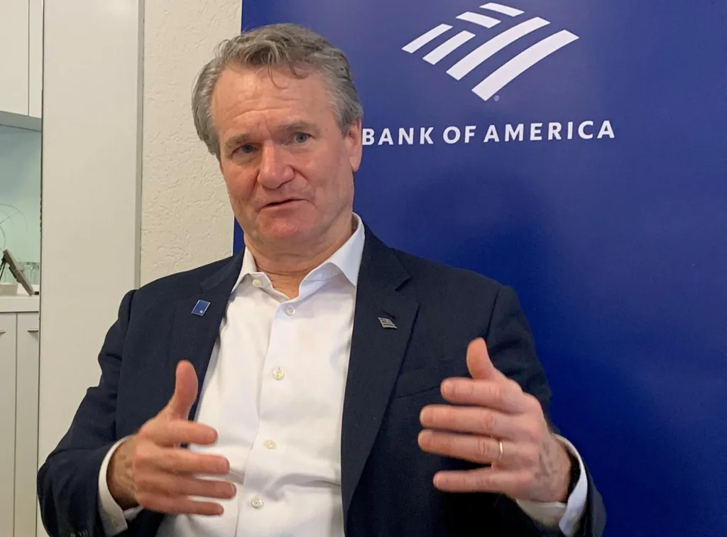 Bank of America CEO Brian Moynihan speaking at the World Economic Forum.