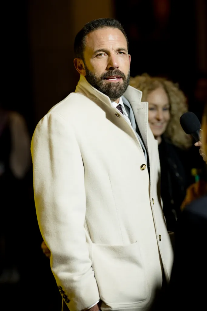 Ben Affleck in a cream-colored coat at