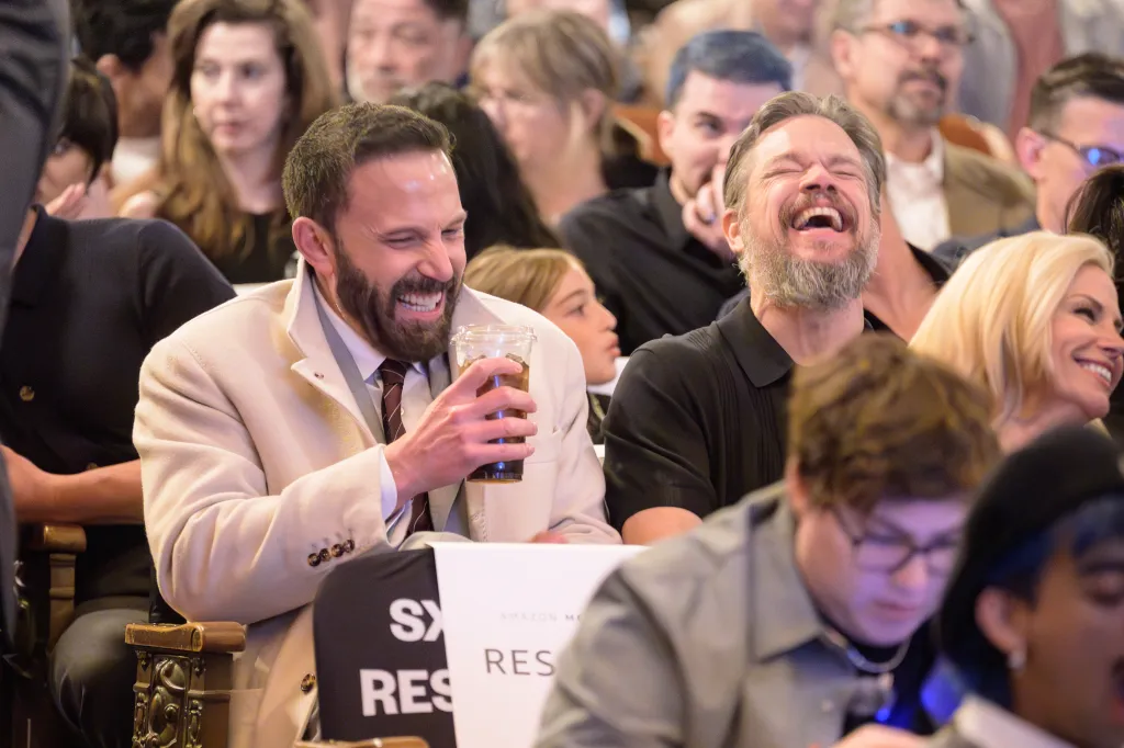 Ben Affleck and Matt Damon laughing at 