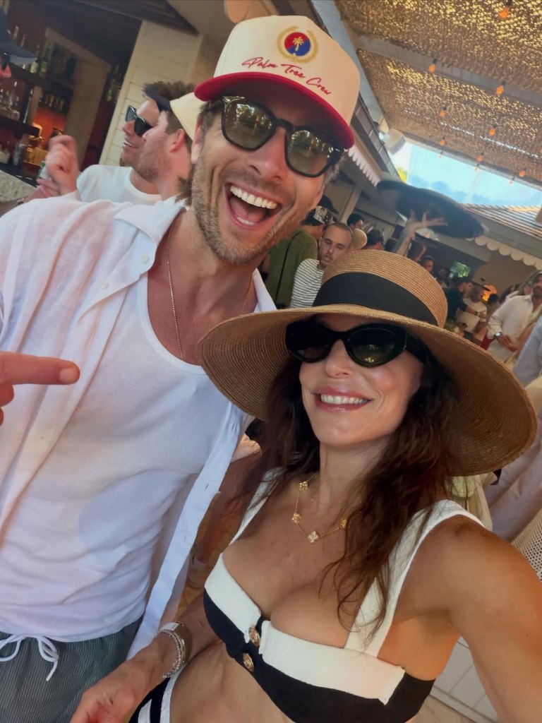Bethenny Frankel and Glen Powell smiling in St. Barts