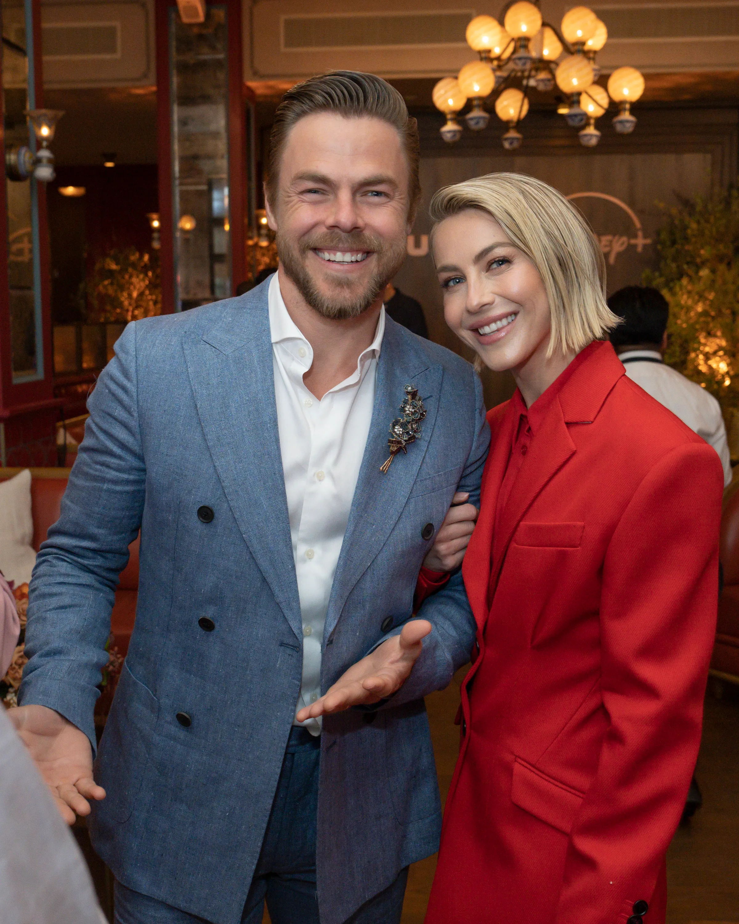Derek and Julianne Hough at the Hulu on Disney+ celebration in Los Angeles in April 2024