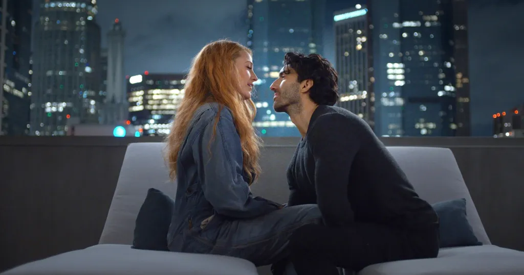 Blake Lively and Justin Baldoni in a scene from the movie 