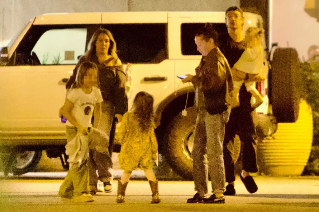 Ashley Tisdale and Haylie Duff leaving an Italian restaurant in Malibu with their families.