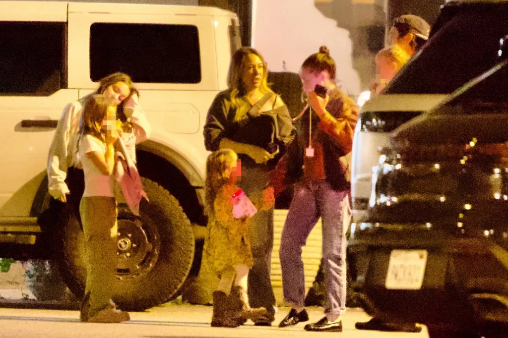 Ashley Tisdale and Haylie Duff with their families leaving an Italian restaurant in Malibu.