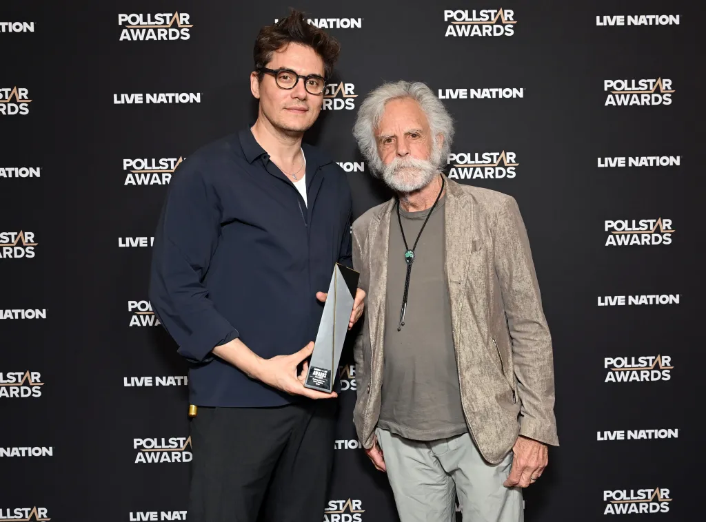 John Mayer, winner of the Residency of the Year award, and Bob Weir attend the 36th Annual Pollstar Awards at The Beverly Hilton on April 16, 2025 in Beverly Hills, California.