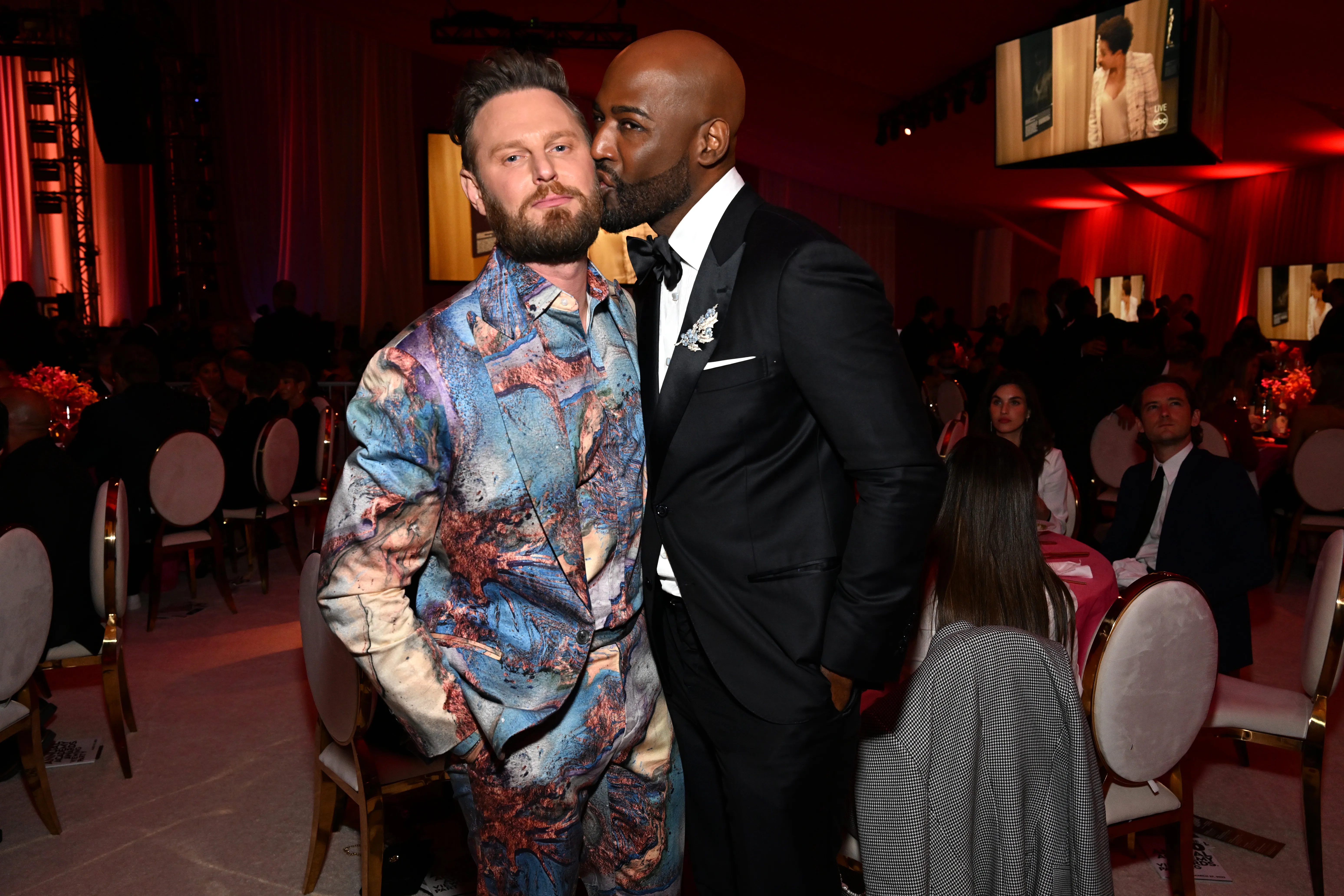 Bobby Berk and Karamo Brown at the Elton John AIDS Foundation's 30th Annual Academy Awards Viewing Party.