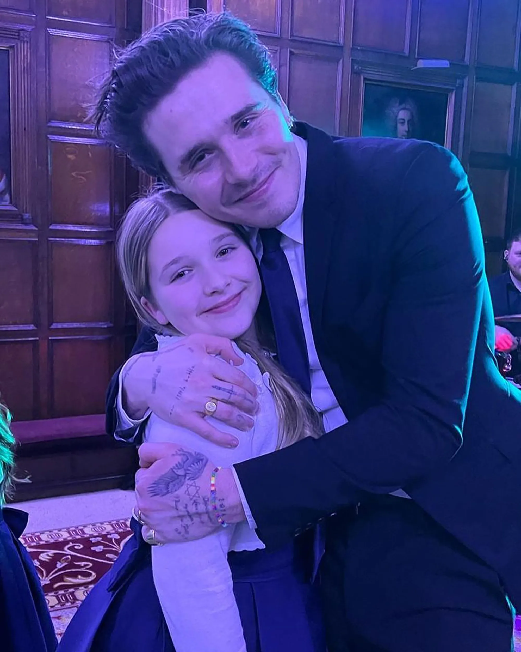 Brooklyn Beckham and Harper Beckham posing for a sweet pic.