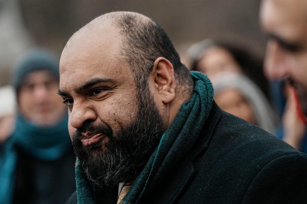 Ali Najmi, Chair of the Mayor's Advisory Committee on the Judiciary, at a press conference.