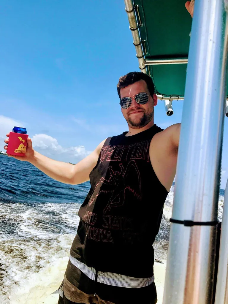 Chase Maddox on a boat.