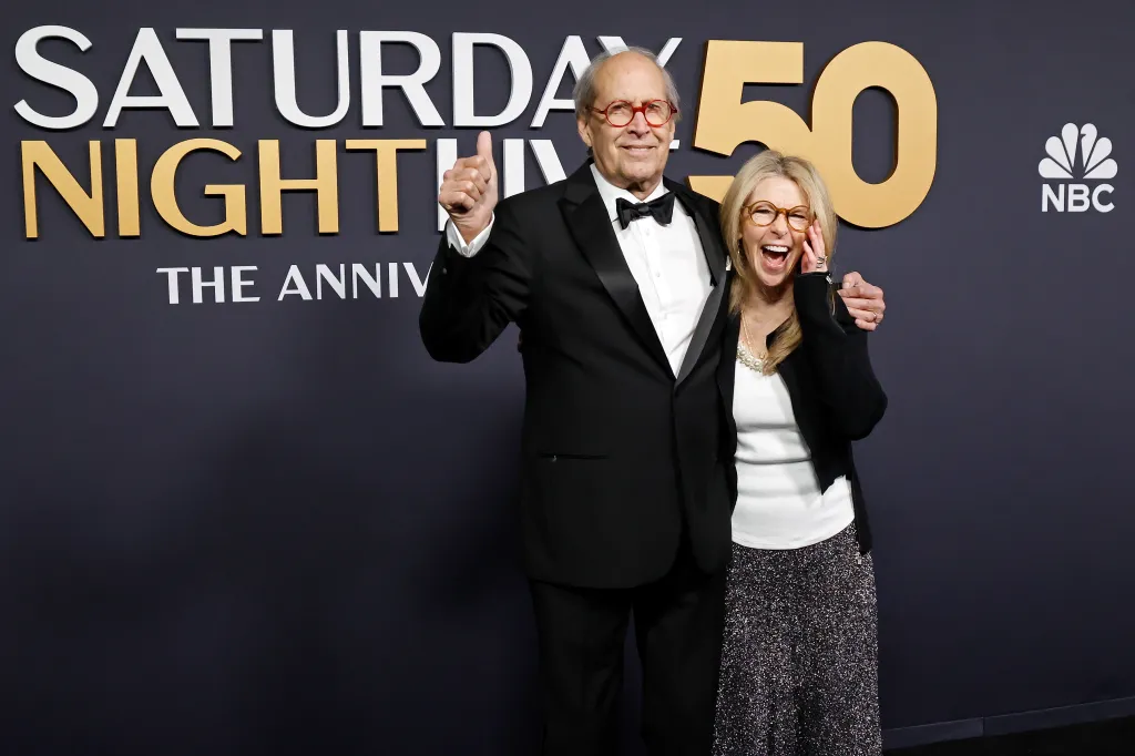 Chevy Chase and Jayni Chase pose at SNL50: The Anniversary Special.