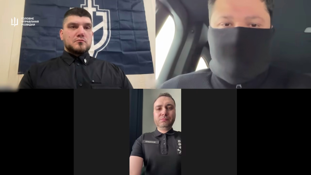 Denis Kapustin (top left) seen in his proof of life video released by the Ukraine Intelligence directorate -- as he's seen with General Kyrylo Budanov (Bottom)