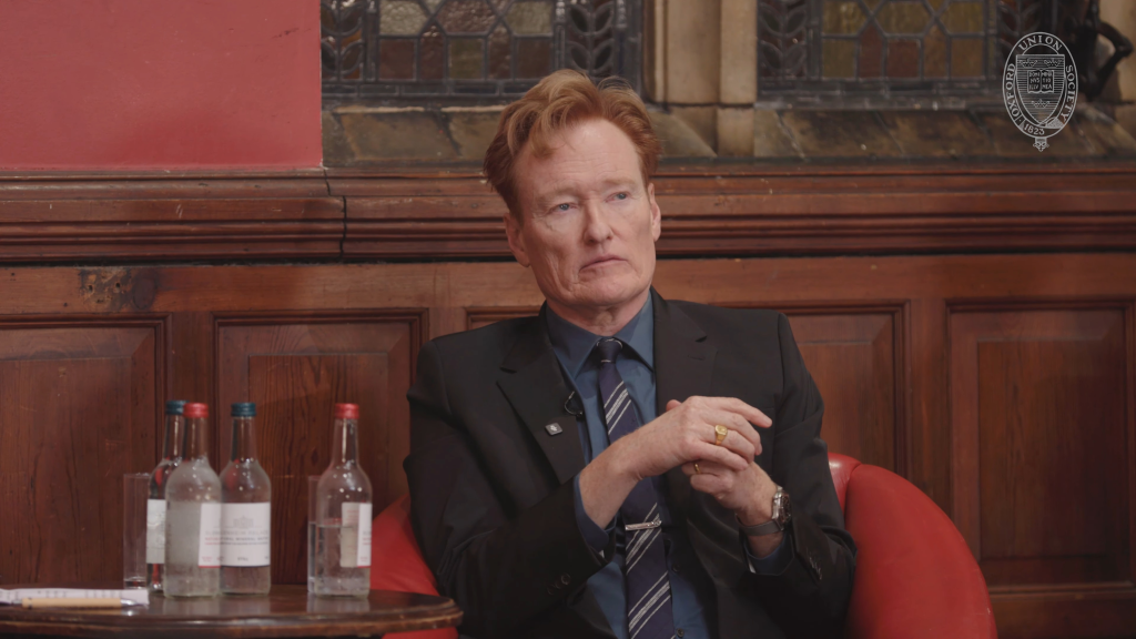 Conan O'Brien was asked about Trump's impact on comedy during an interview with the Oxford Union on Tuesday.