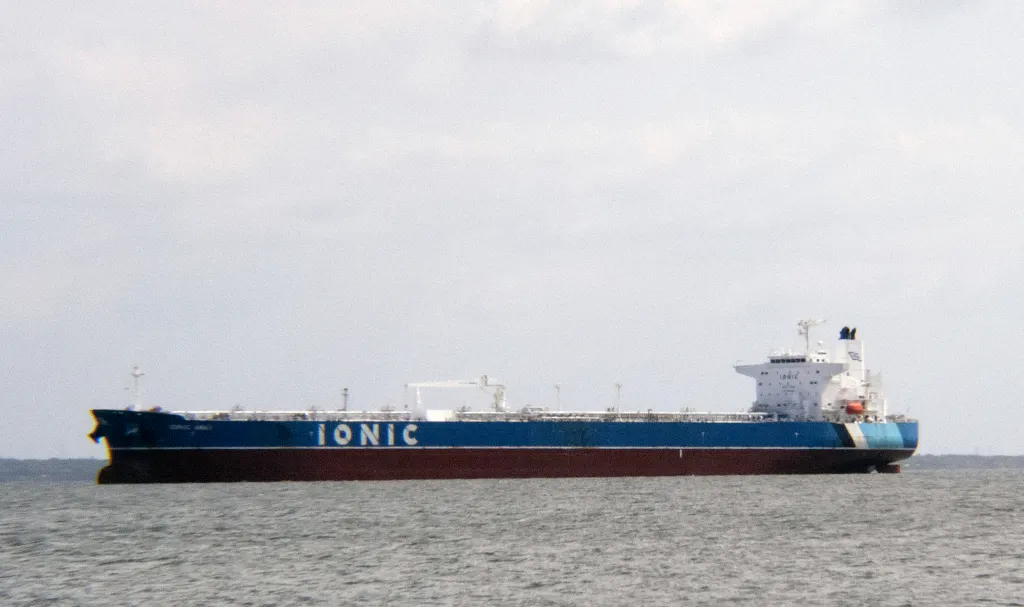 The crude oil tanker Ionic Anax seen docked in Maracaibo, Venezuela on Jan. 10, 2026.
