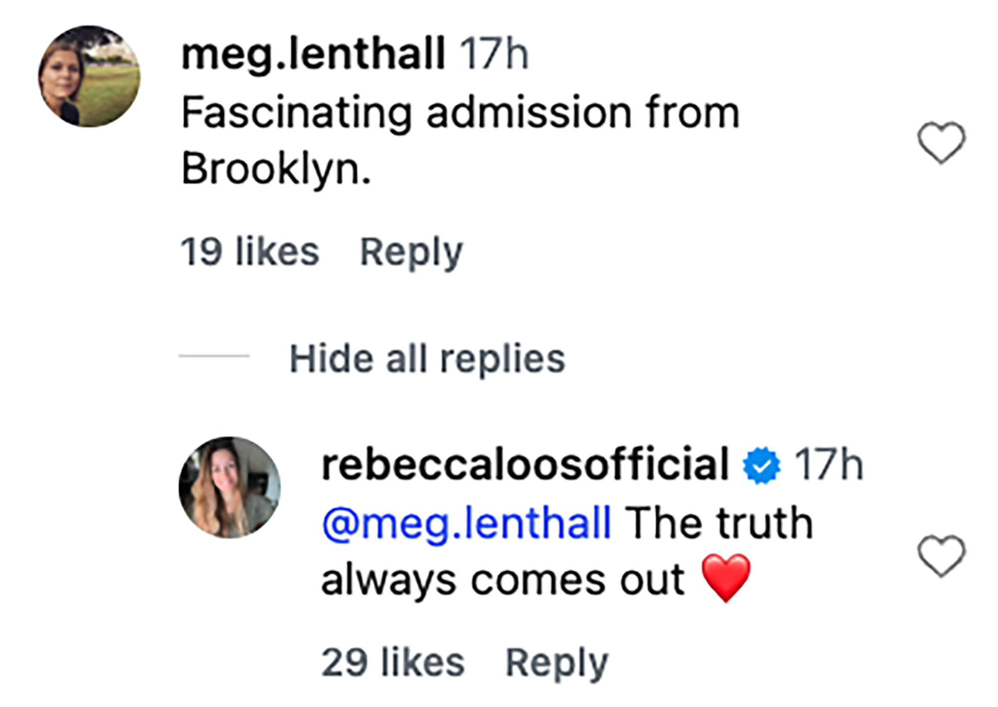 A social media post with a comment from 