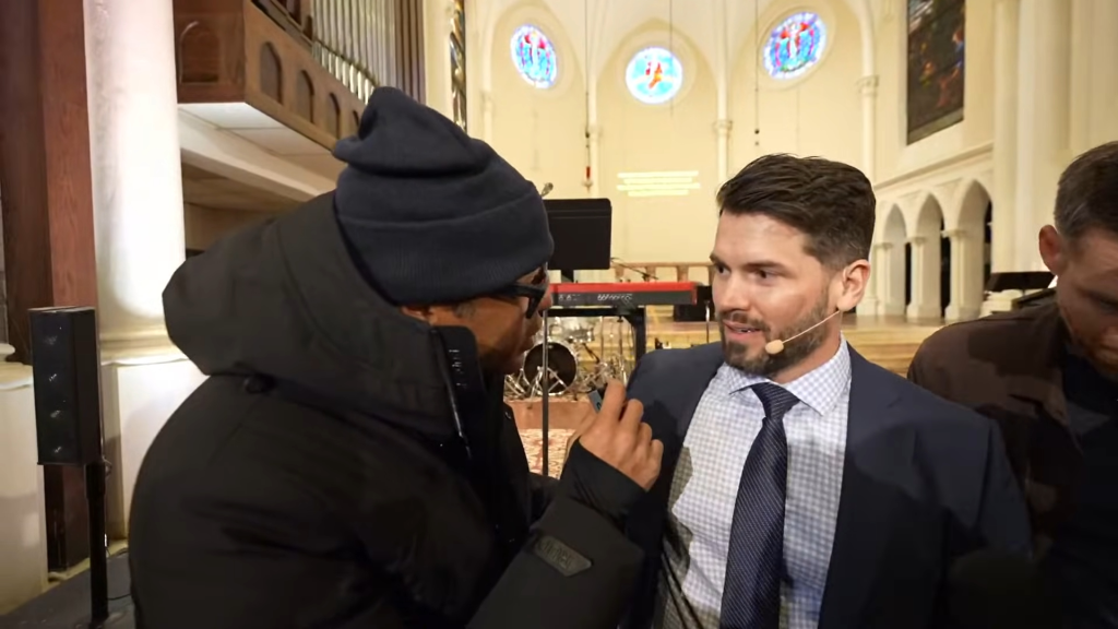 Don Lemon being interviewed in Minneapolis.