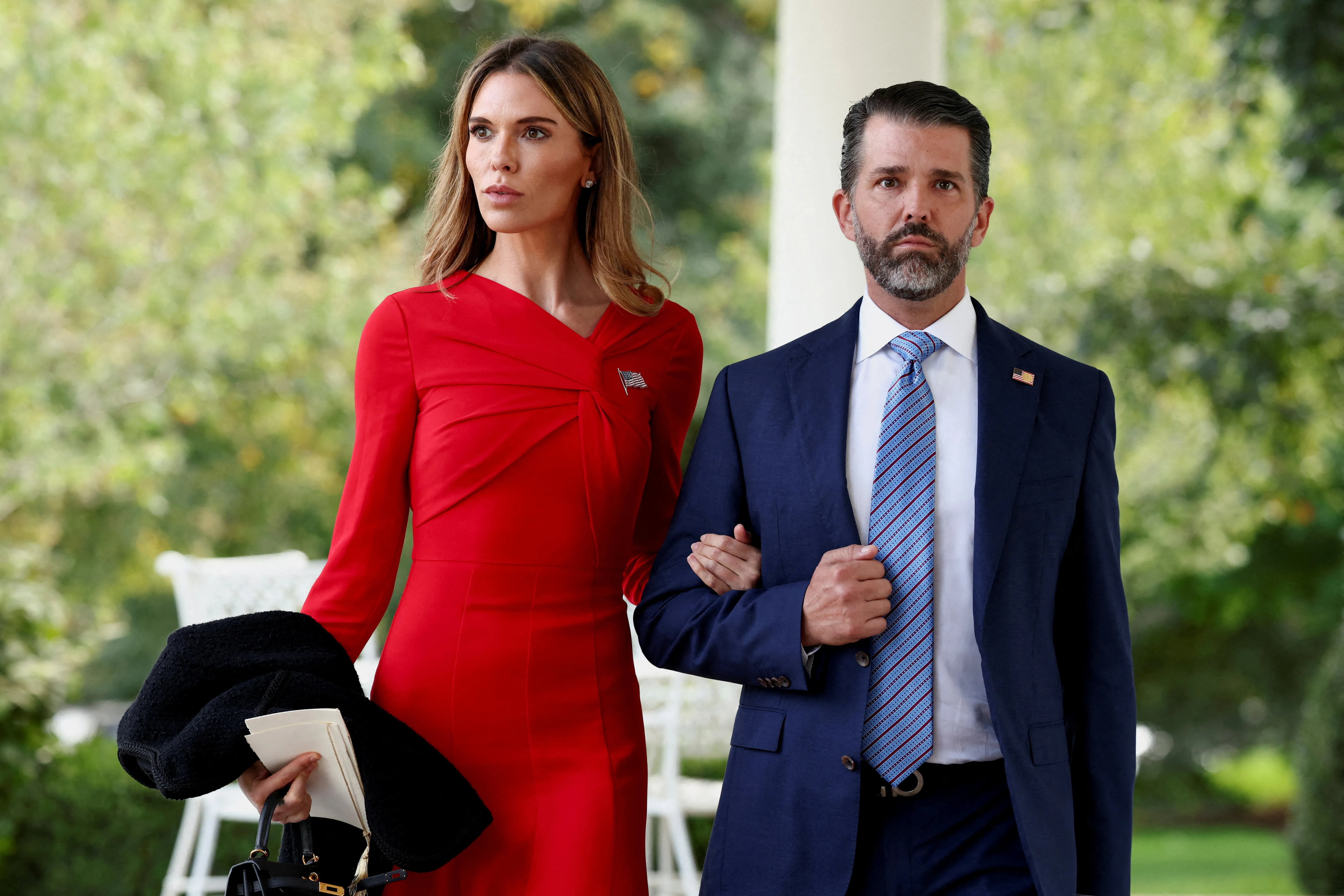 Bettina Anderson and Donald Trump Jr. attend a ceremony at the White House.