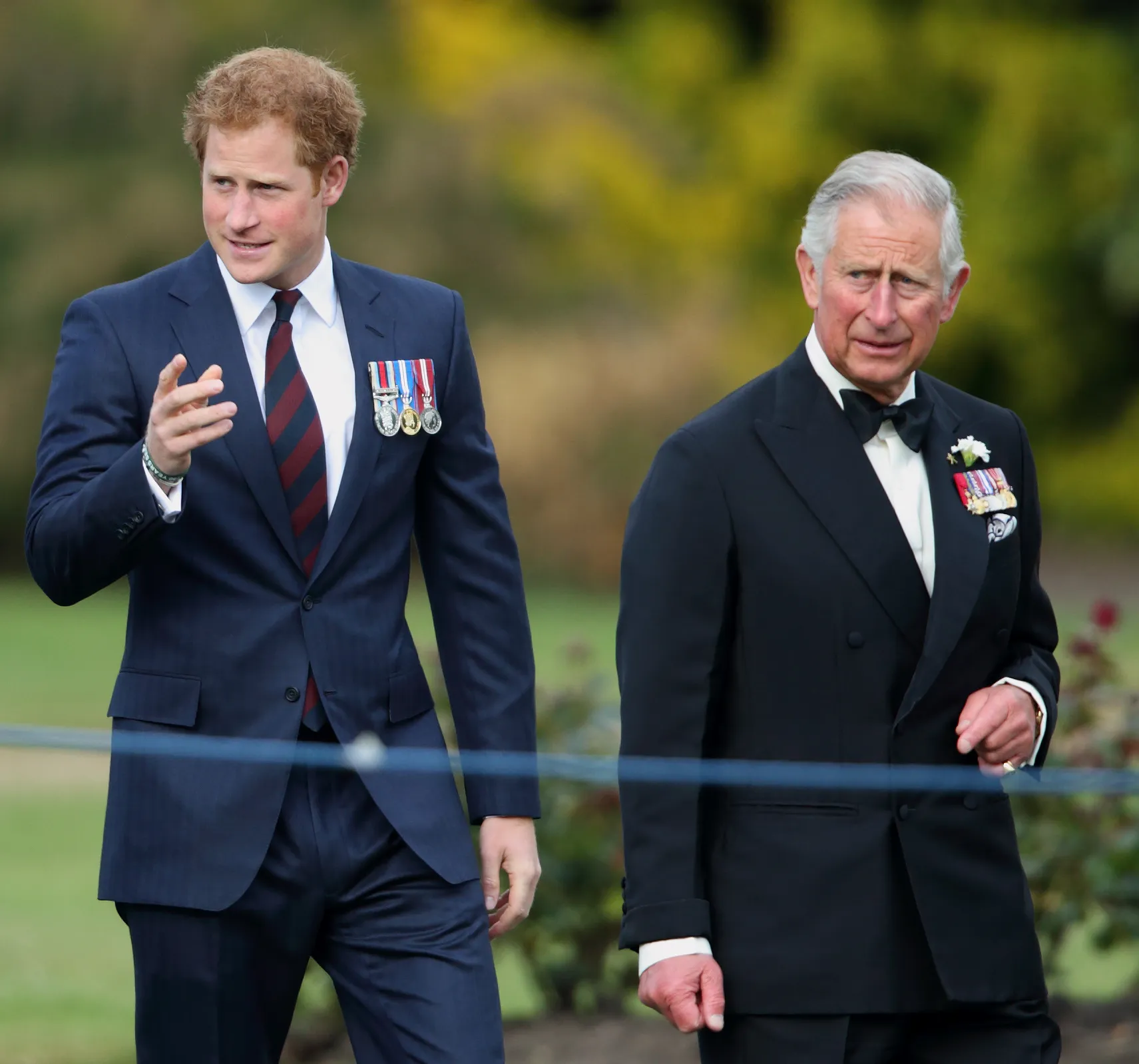 Prince Harry and Prince Charles attending the Gurkha 200 Pageant.