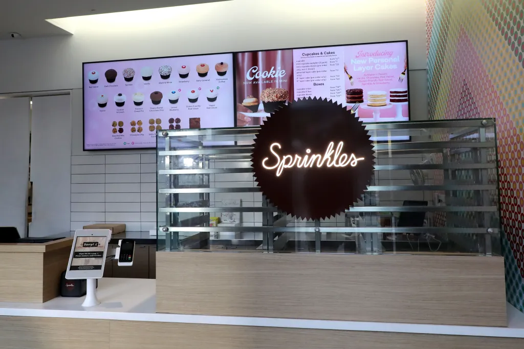 An empty display case at a Sprinkles Cupcakes store in Beverly Hills, California.