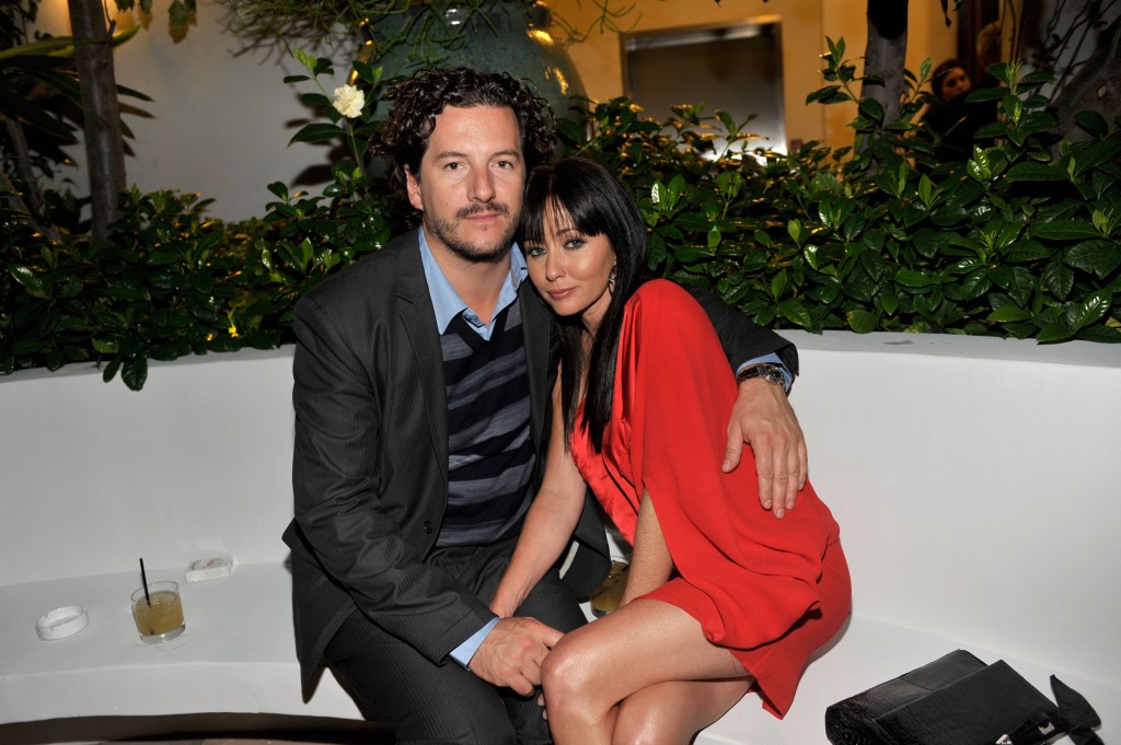 Kurt Iswarienko and Shannen Doherty at Entertainment Weekly and Women in Film pre-Emmy party.