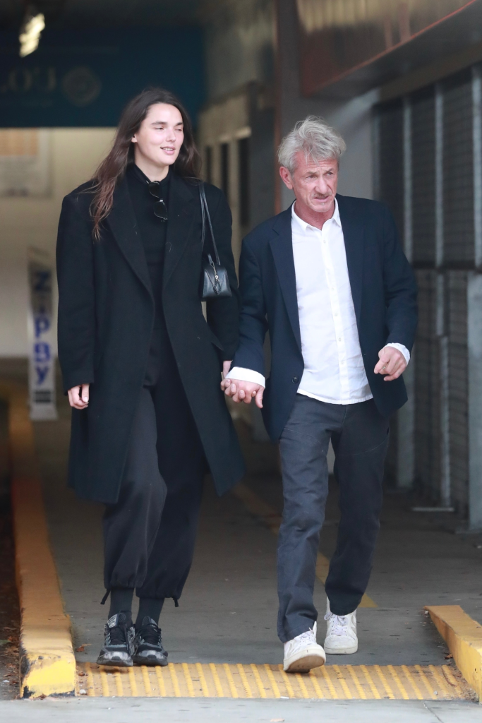Sean Penn and Valeria Nicov holding hands during a shopping outing in Santa Monica.