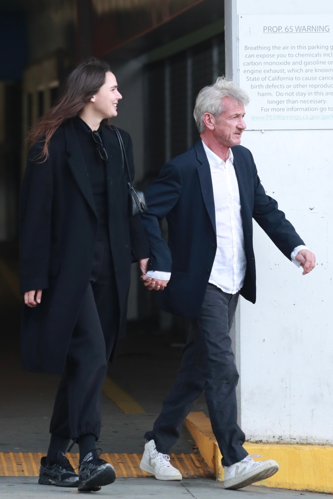 Sean Penn and Valeria Nicov walking together during a shopping outing in Santa Monica.