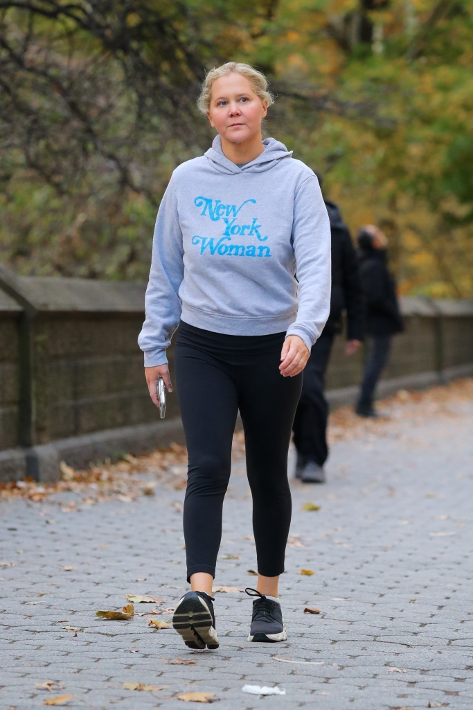 Amy Schumer in a gray 