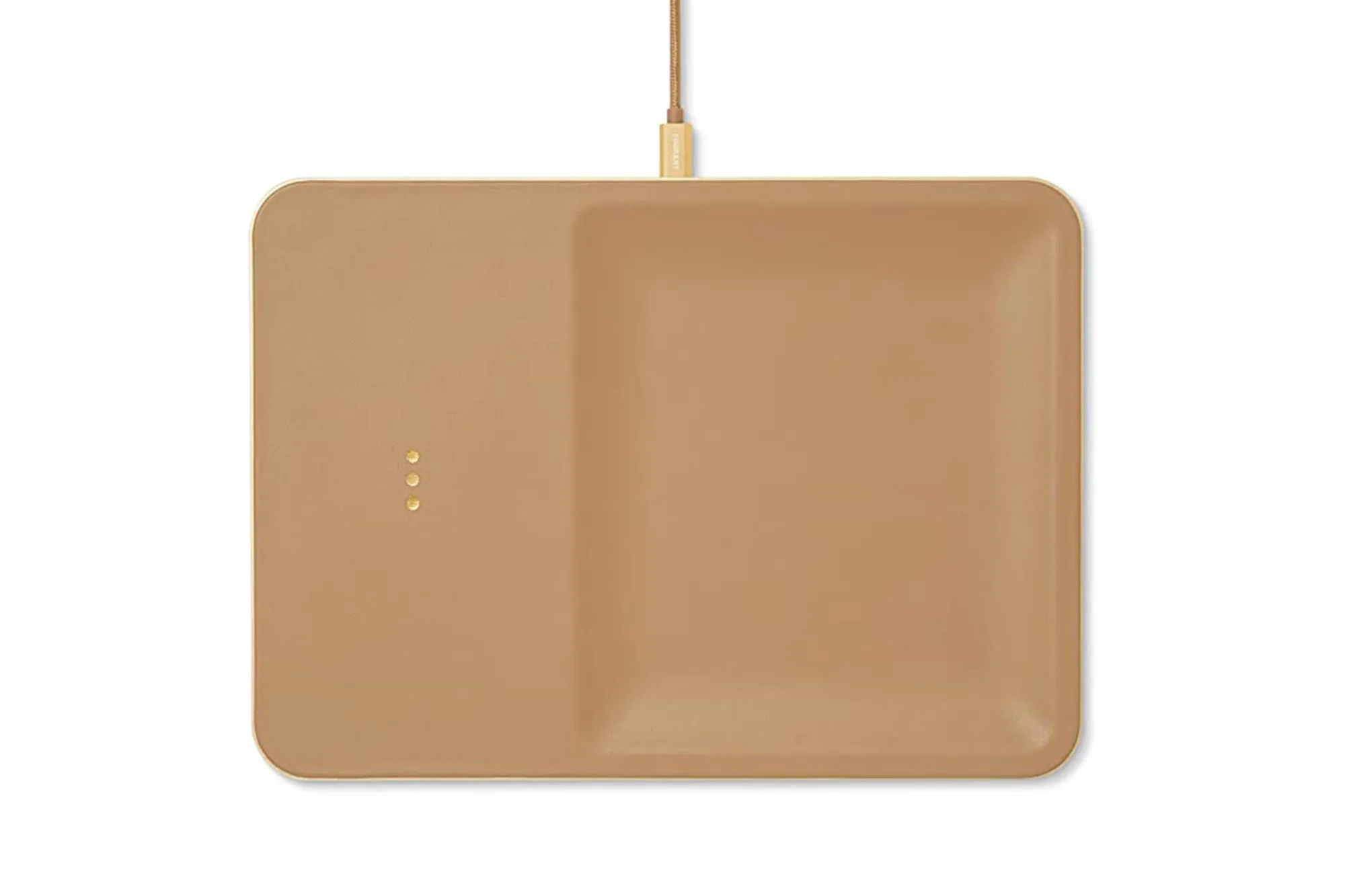 A brown wireless charging pad