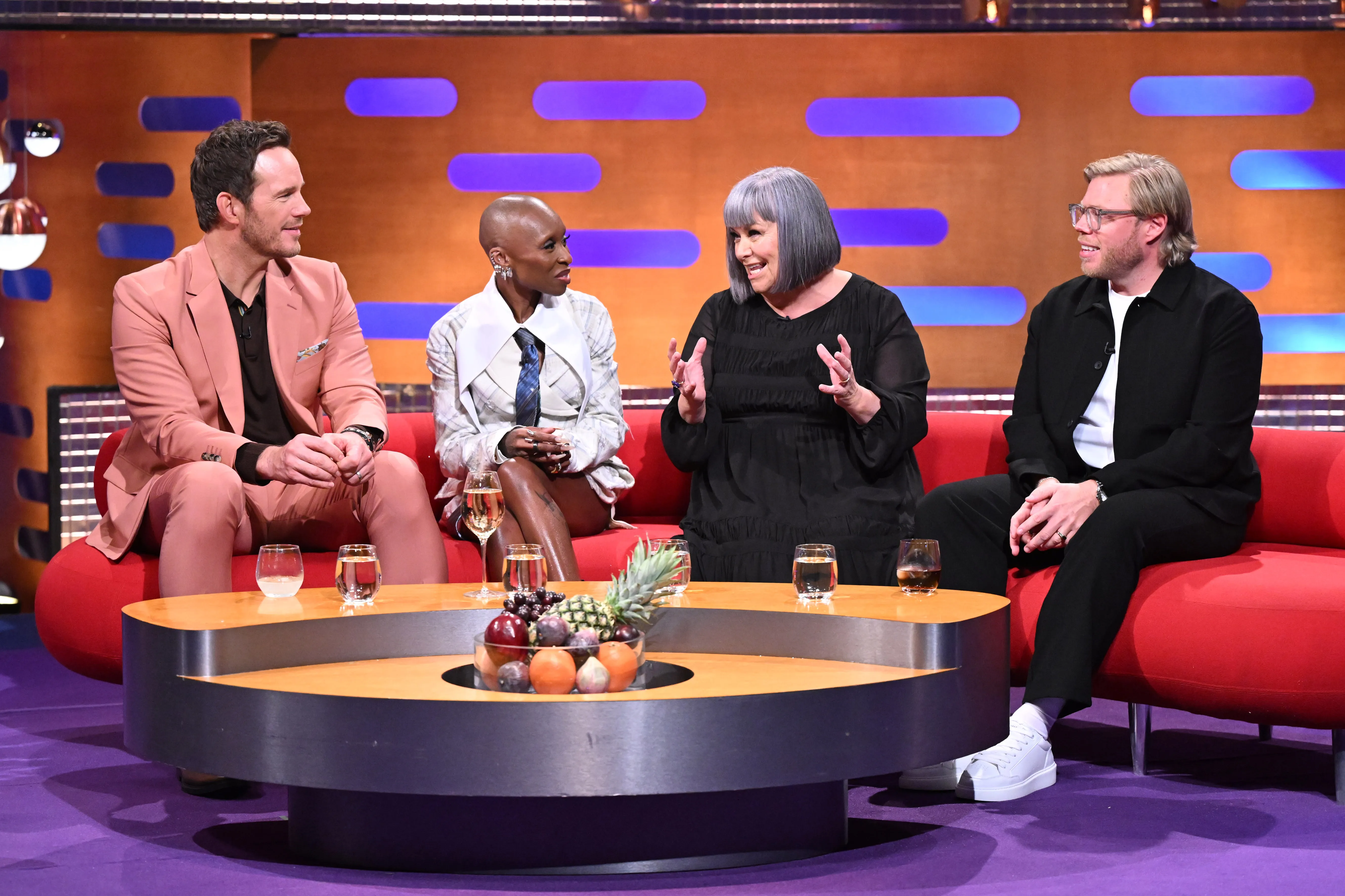 Chris Pratt, Cynthia Erivo, Dawn French, and Rob Beckett on the Graham Norton Show.
