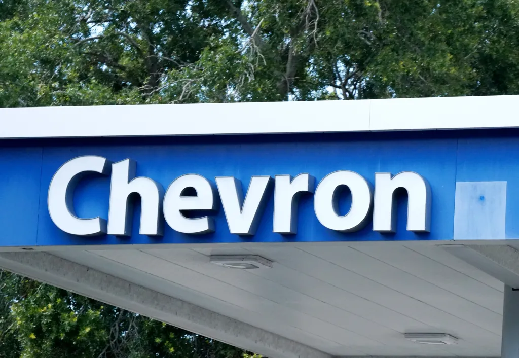 Chevron gas station sign in Largo, Florida.