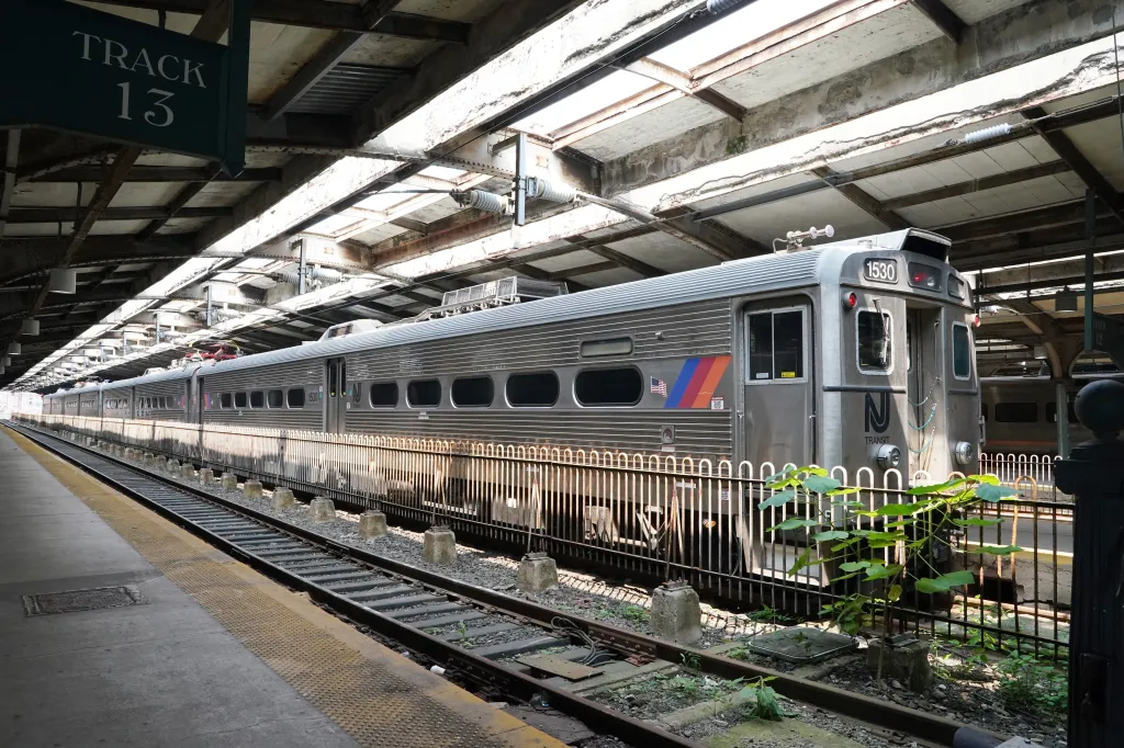 NJ Transit train at Hoboken Terminal's Track 13.