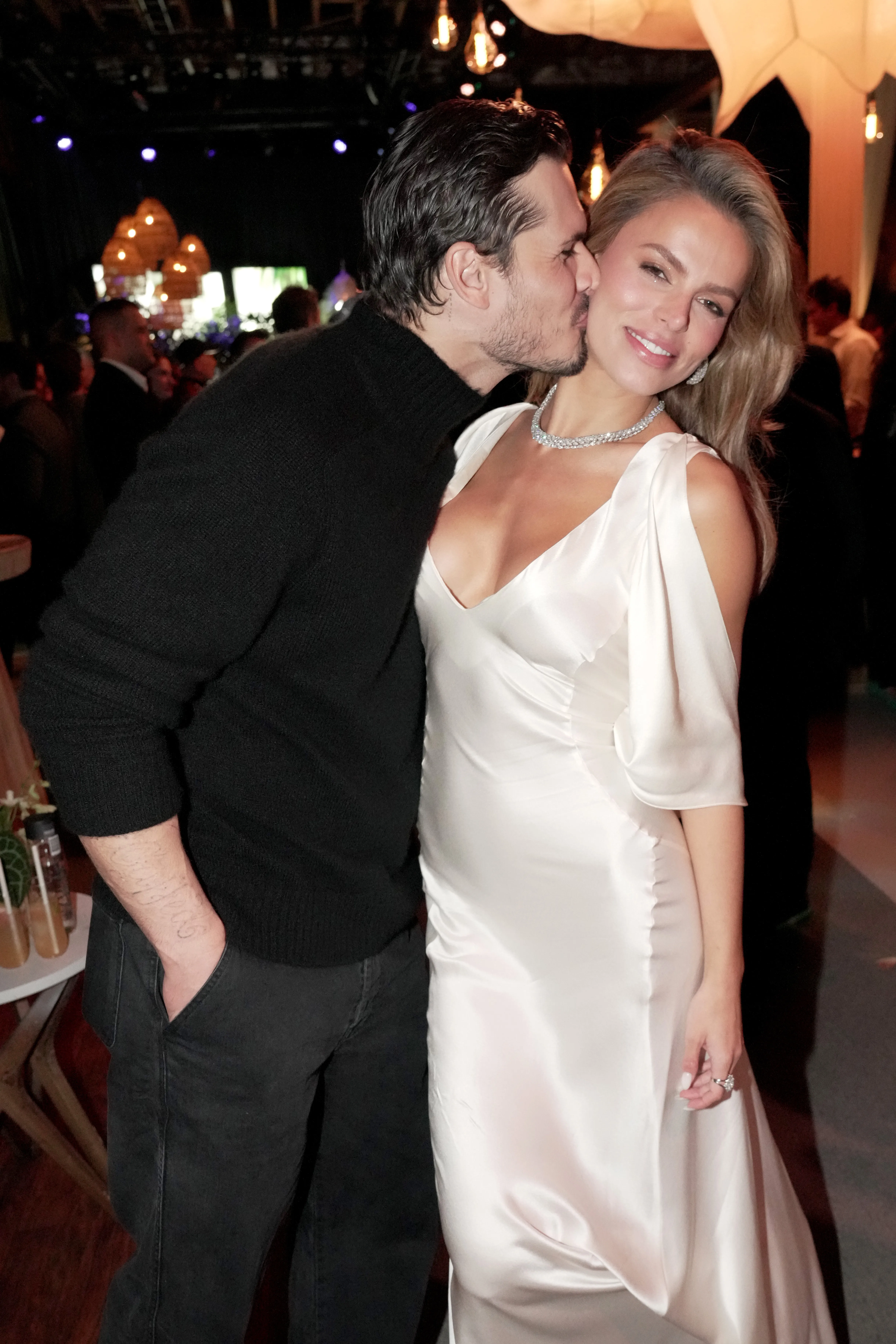 Gleb Savchenko kisses Brooks Nader on the cheek at 