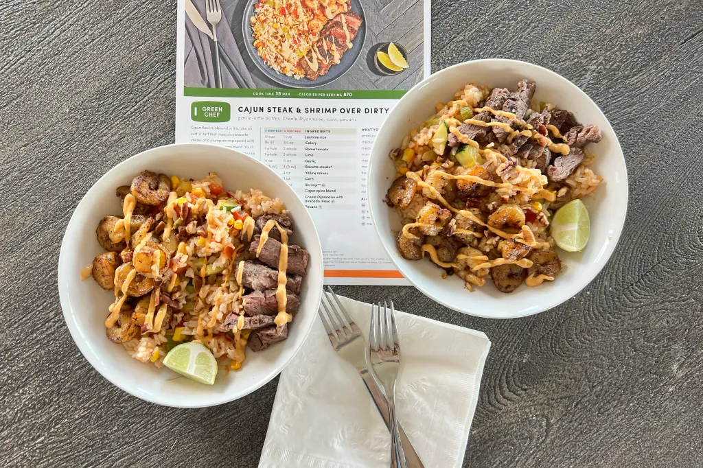 Cajun Steak & Shrimp Over Dirty Rice