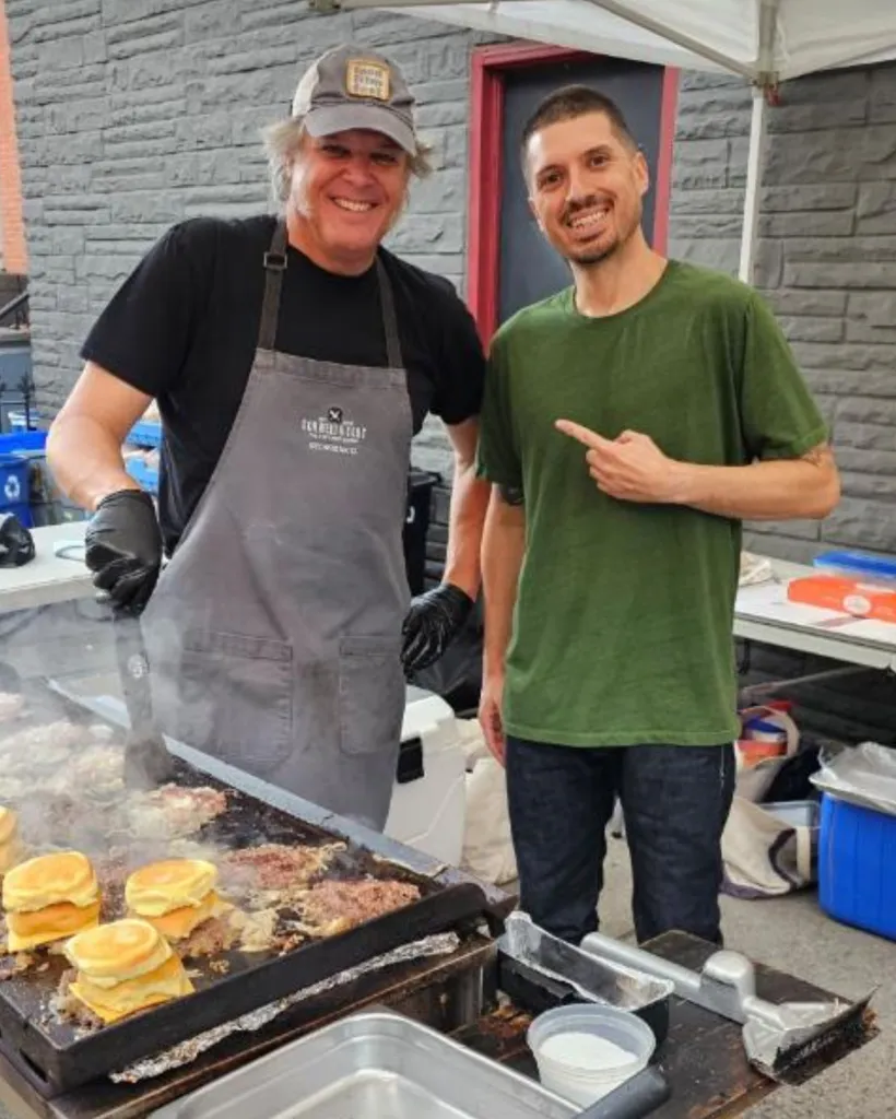 Derek Bartel (right) after weight loss.