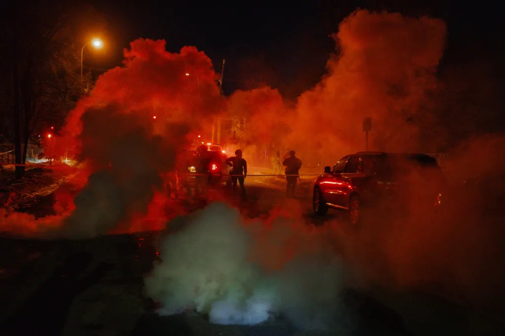 Federal officers deploy tear gas during an anti-ICE protest in Minneapolis, Minnesota.