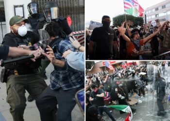 Anti-ICE protesters clash with fed agents outside DTLA federal building