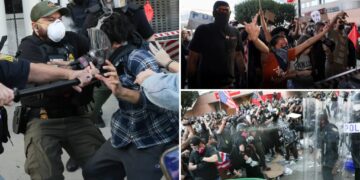 Anti-ICE protesters clash with fed agents outside DTLA federal building