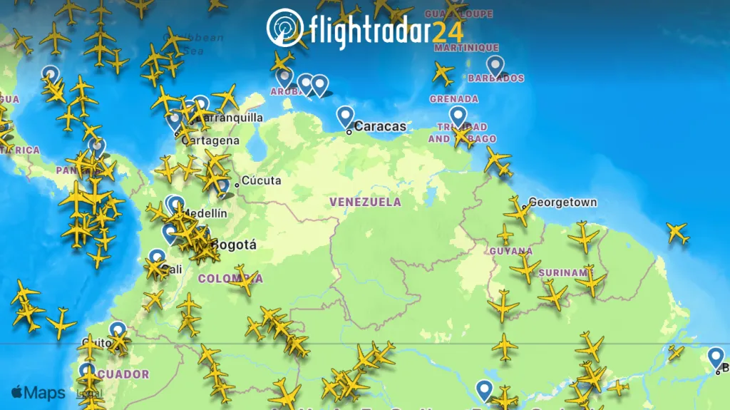 The Venezuelan airspace was empty of airplanes after the US military airstrikes and capture of President Nicolas Maduro on Jan. 3, 2026.