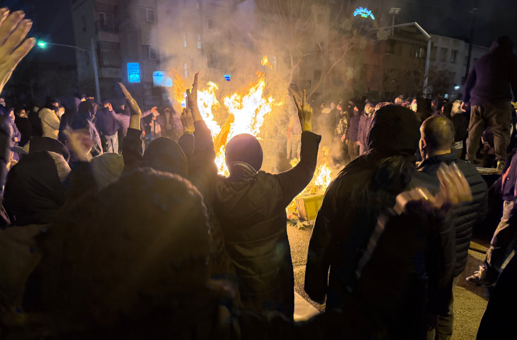 Iranians attend an anti-government protest in Tehran, Iran, on Jan. 9, 2026.