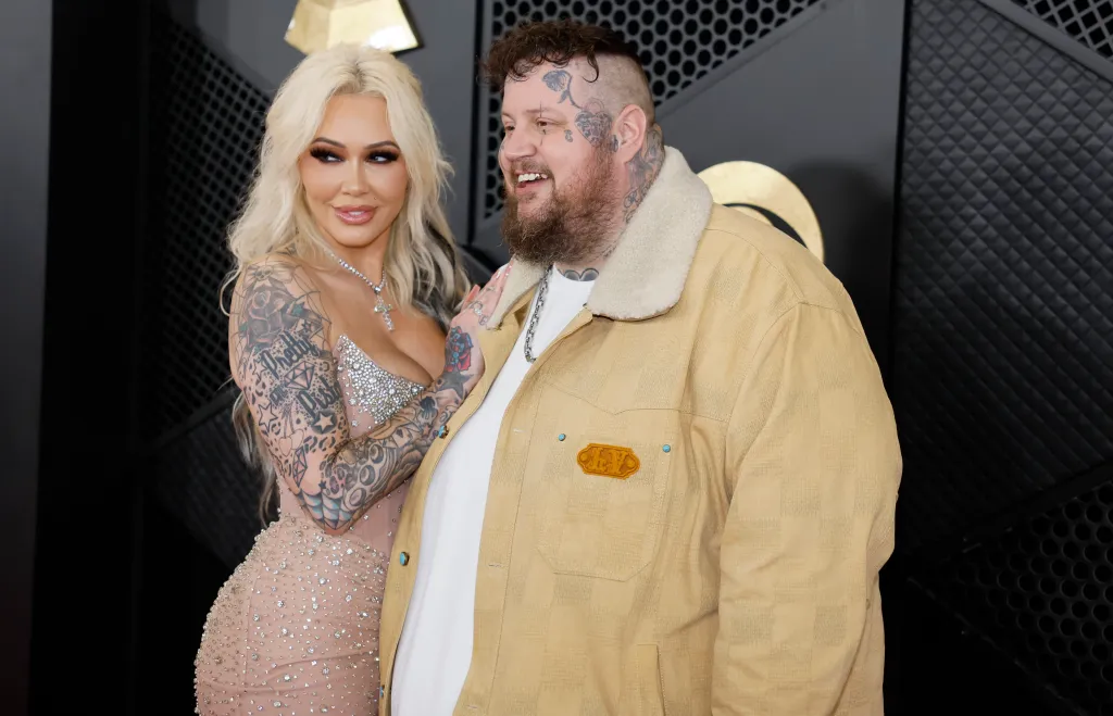 Jelly Roll and Bunnie XO arrive on the Red Carpet at the Crypto.com Arena in Los Angeles, CA.