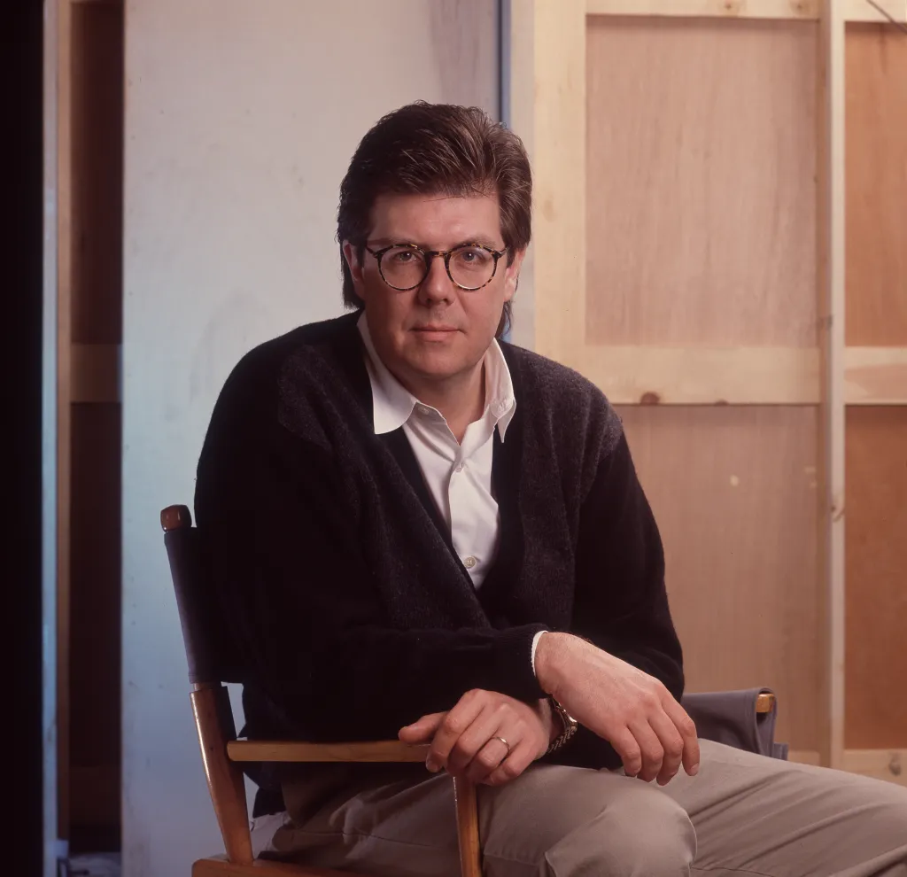 John Hughes on the set of the movie 