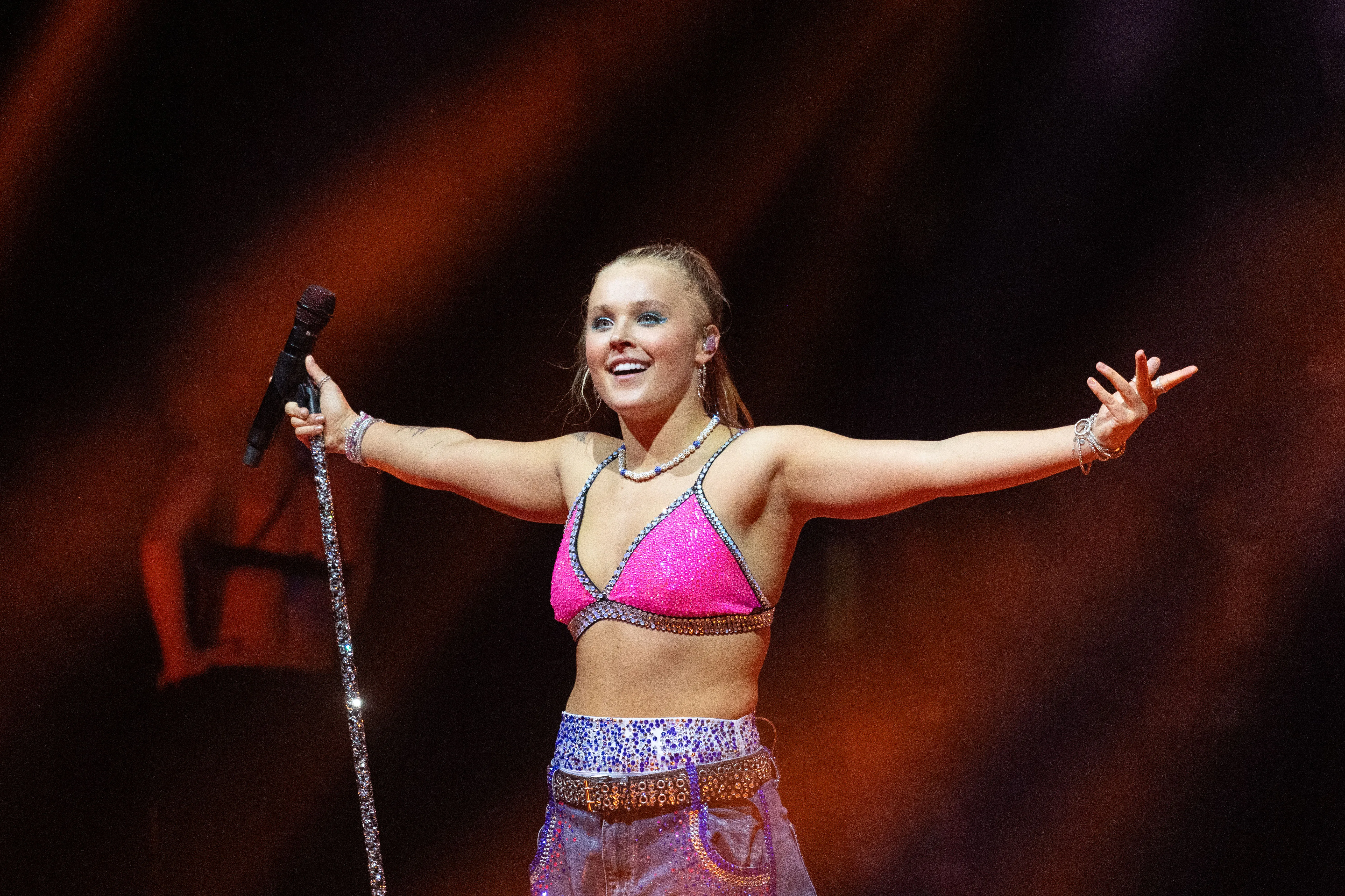 JoJo Siwa performs onstage during a concert at O2 Forum Kentish Town on October 5, 2025.