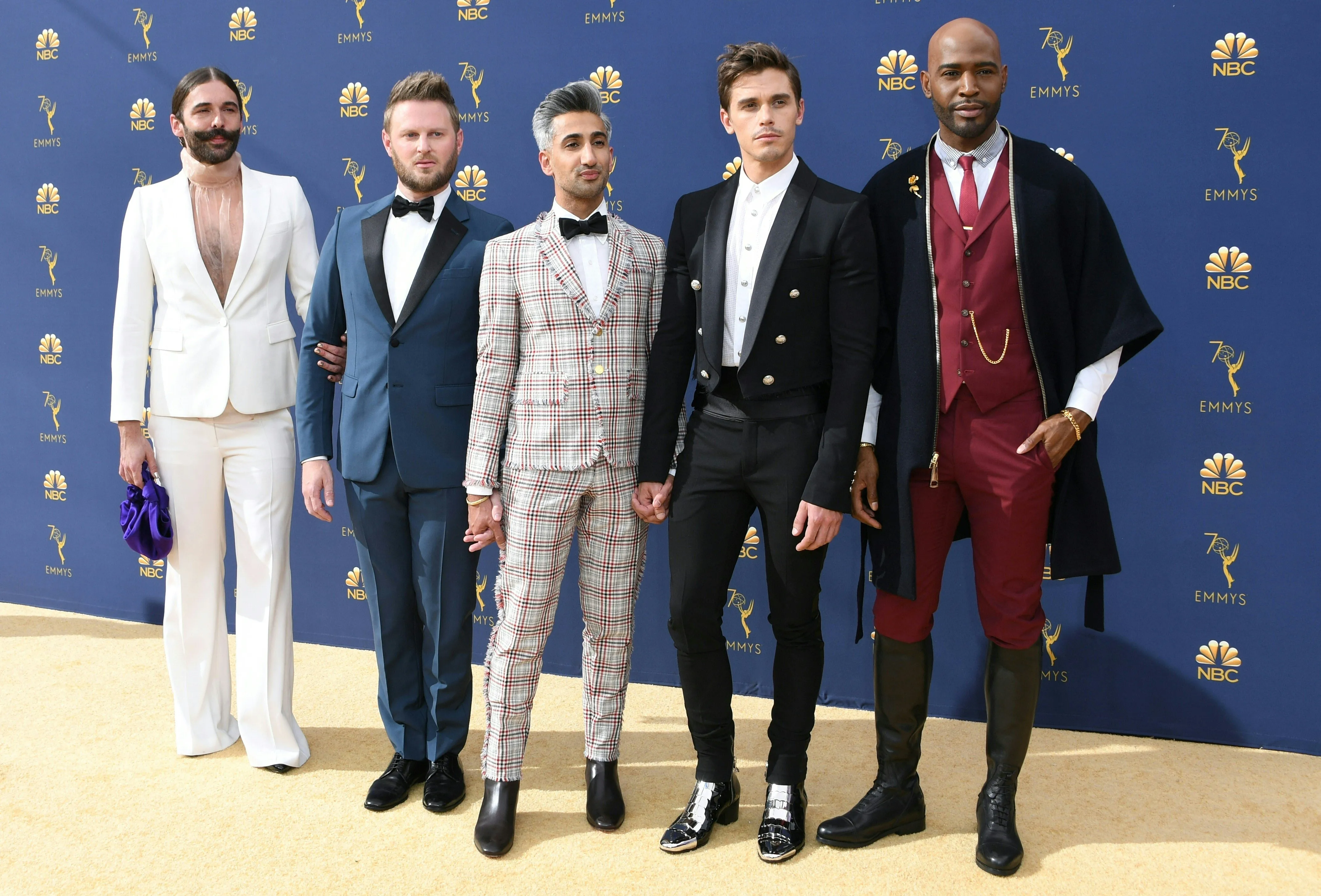Jonathan Van Ness, Bobby Berk, Tan France, Antoni Porowski, and Karamo Brown at the Emmy Awards.