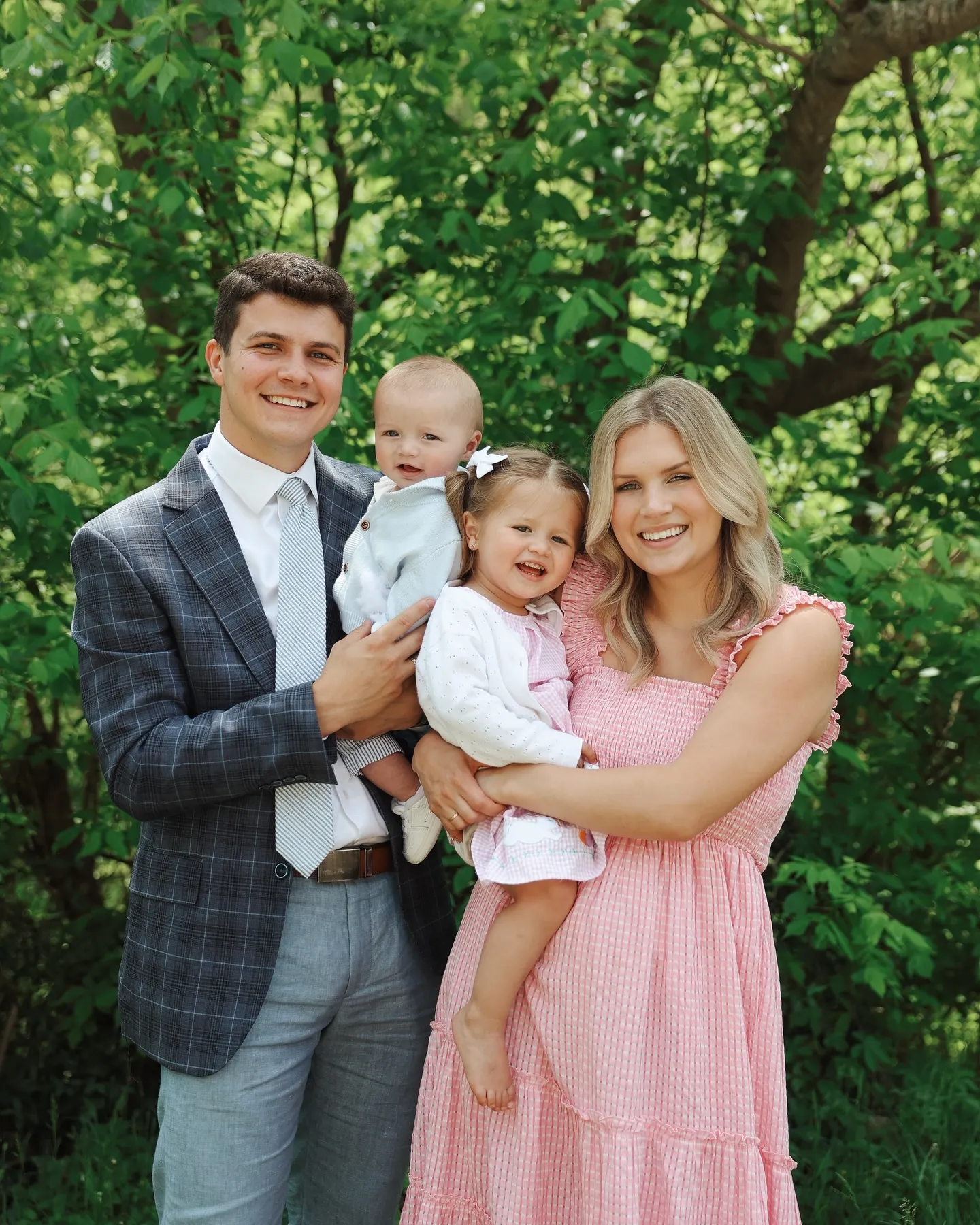 Katie Bates and Travis Clark with their two children, Hailey James and Harvey Gray.
