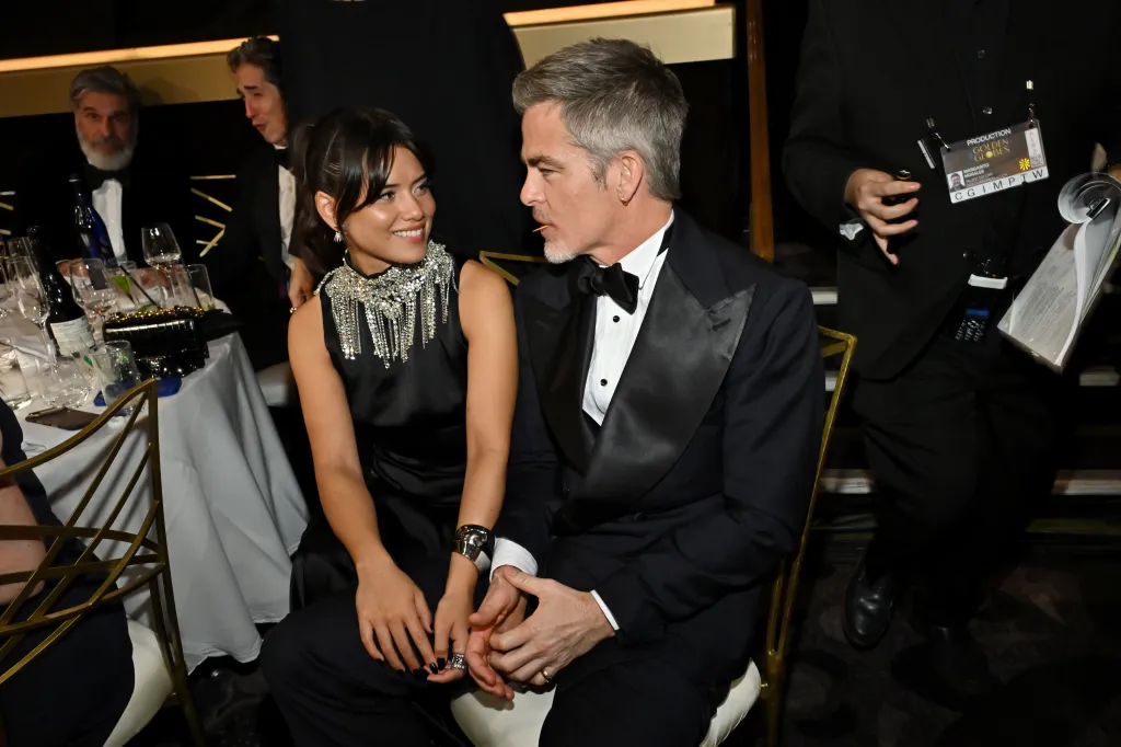 Keana Sky Wenger and Chris Pine at the 83rd Annual Golden Globes.