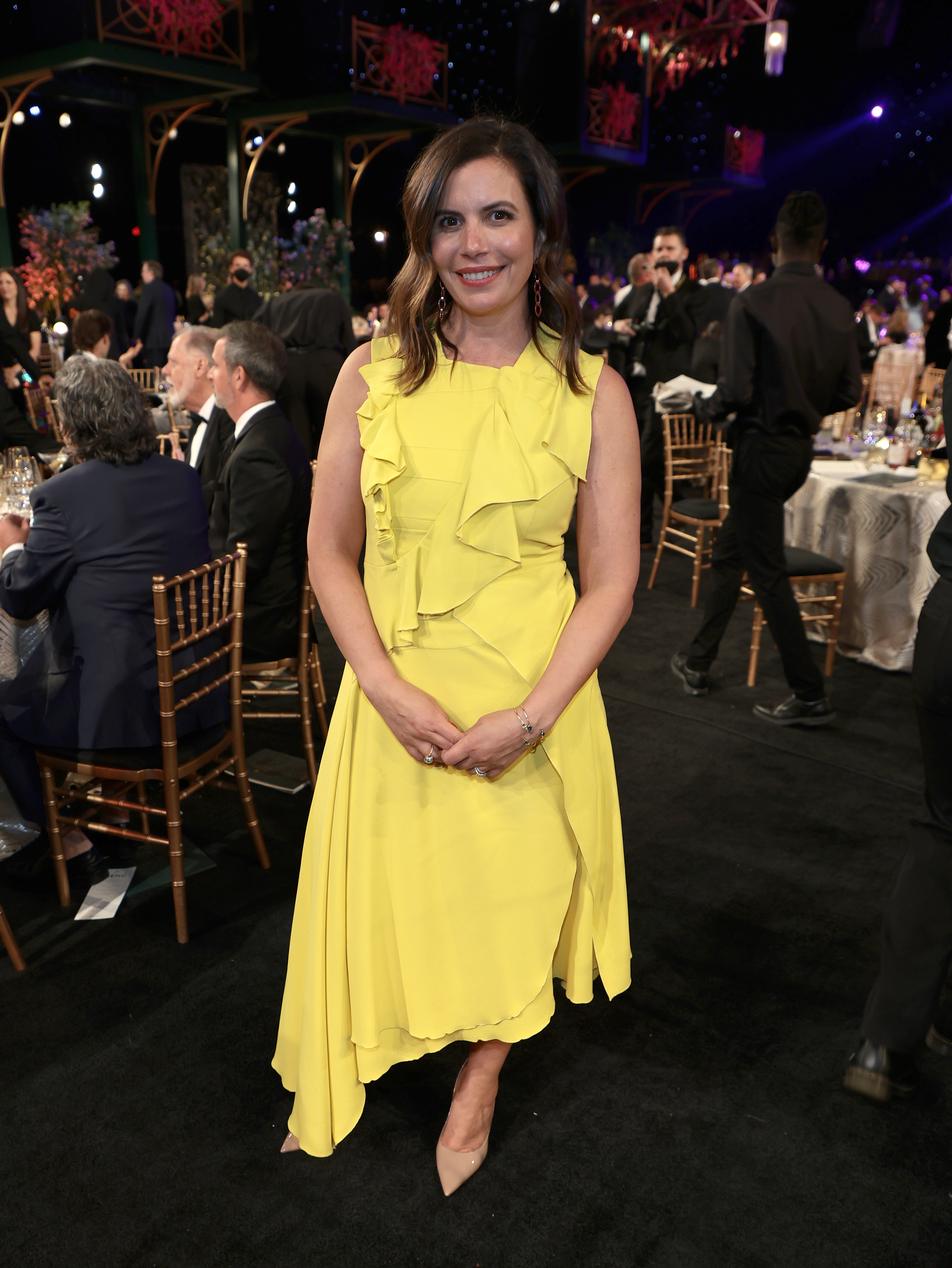 Keleigh Thomas Morgan in a yellow dress at the 2022 Screen Actors Guild Awards