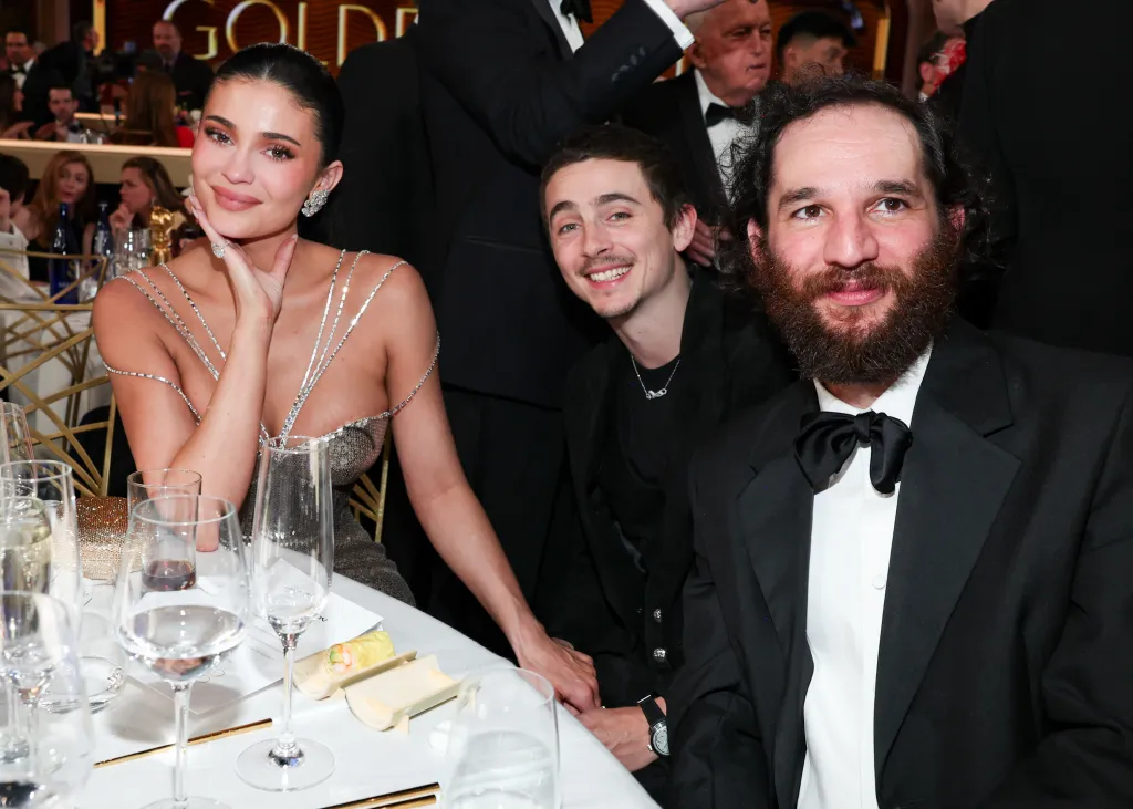 Kylie Jenner, Timothée Chalamet, and Josh Safdie at the 83rd Annual Golden Globes.