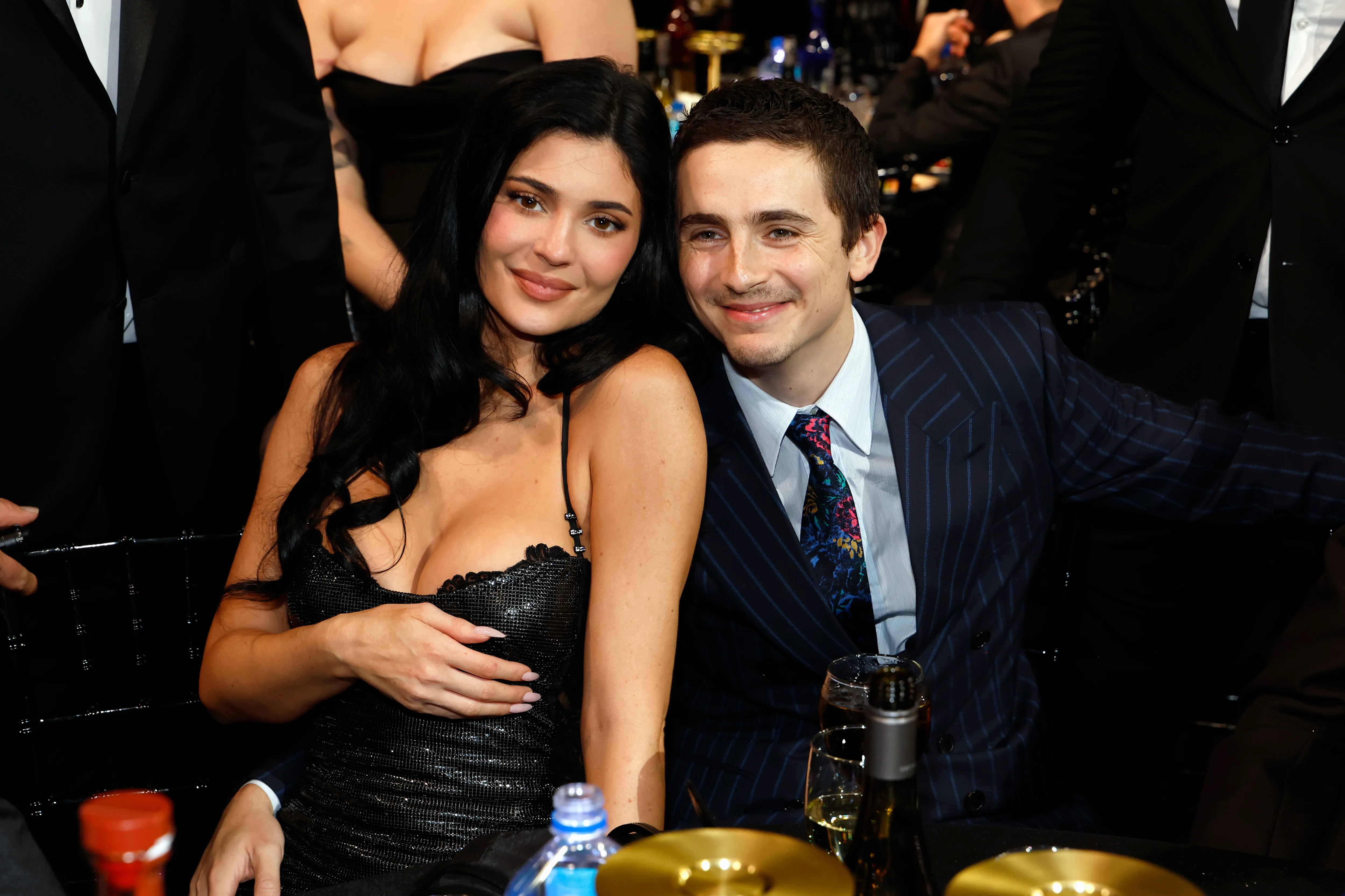 Kylie Jenner and Timothée Chalamet sitting together at the 31st Annual Critics Choice Awards.