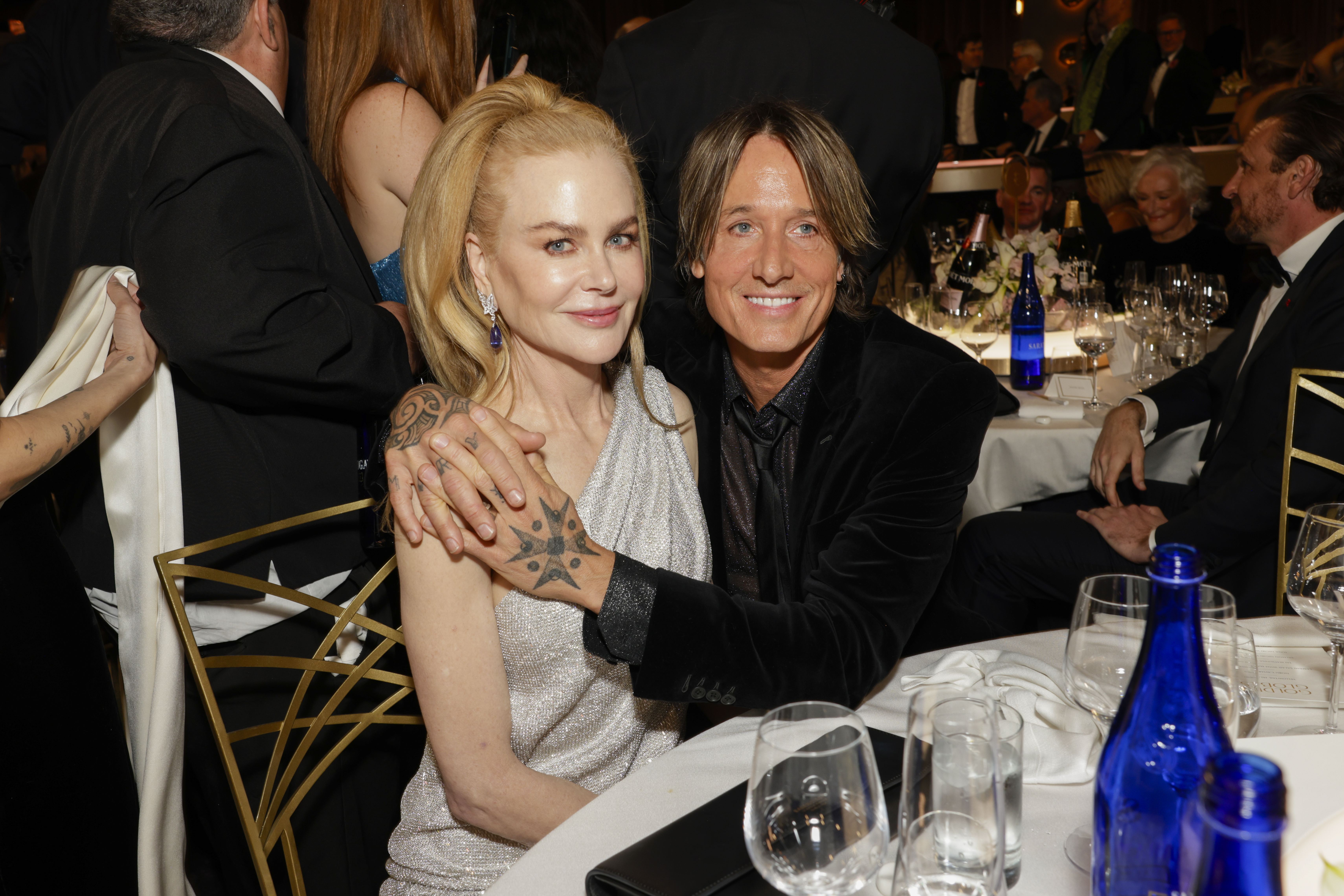 Nicole Kidman and Keith Urban pose together at the 82nd Annual Golden Globe Awards.