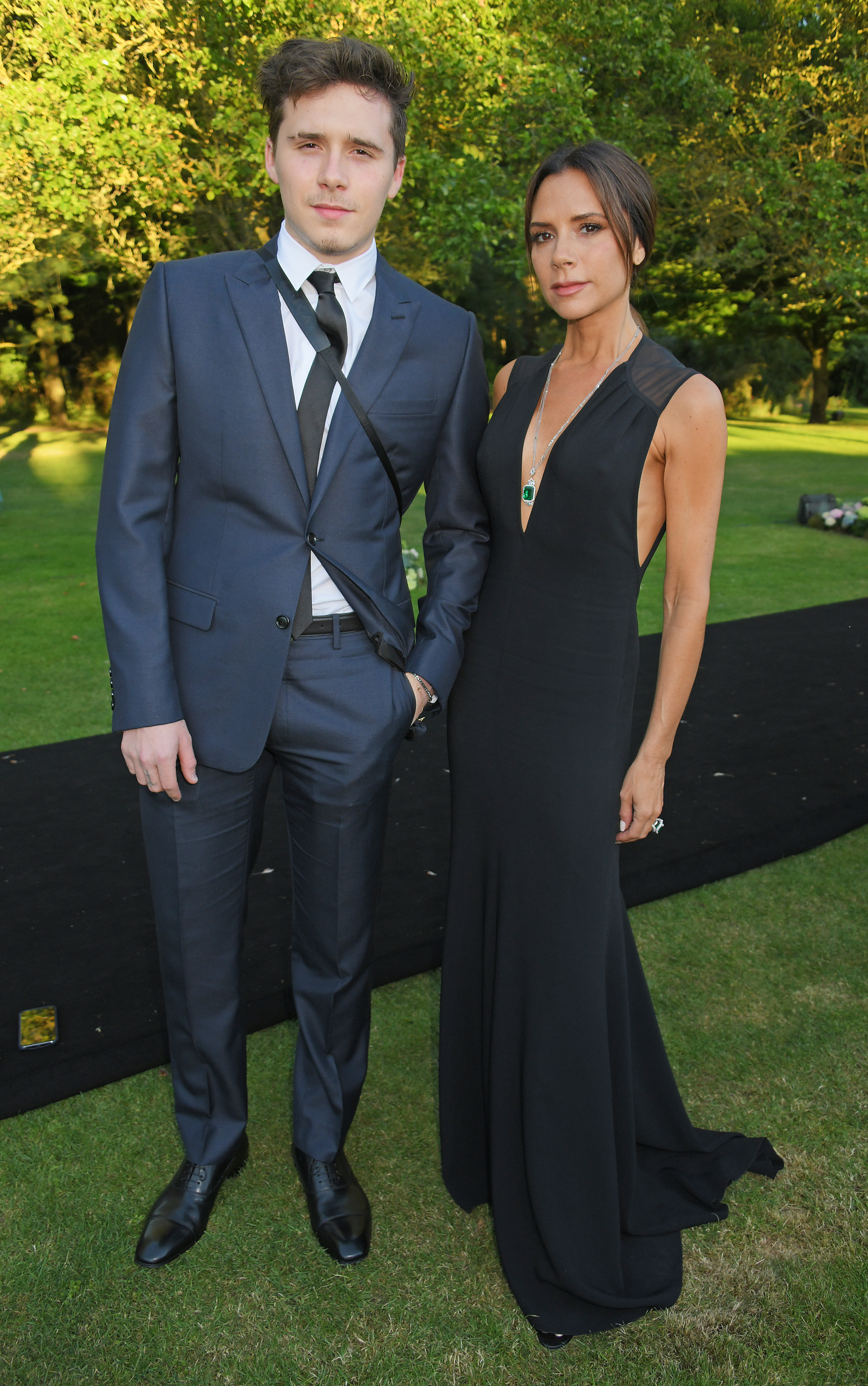 Brooklyn Beckham and Victoria Beckham attend the Argento Ball for the Elton John AIDS Foundation.